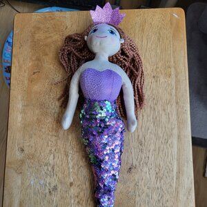 Linzy Toys Purple & Silver 18 inch Violet Mermaid With 2-Way Sequins Plush Doll